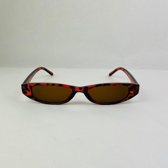 Accessories - Rectangle slim brown lens cheetah frame sunglasses